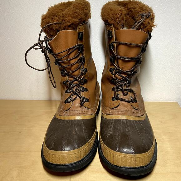 Sorel Caribou Boots Kaufman Brown Lace Up Waterproof Leather Sherpa Insulated 9 main image 4